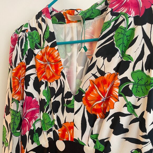 Rixo London Gretal Long Sleeve Spot Floral Chain Silk Cocktail Dress XXS - Picture 9 of 13